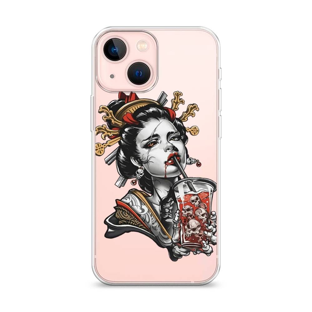 

Чехол для Apple iPhone 13 mini "Опасная гейша", Красный;черный;серый, 14150-4