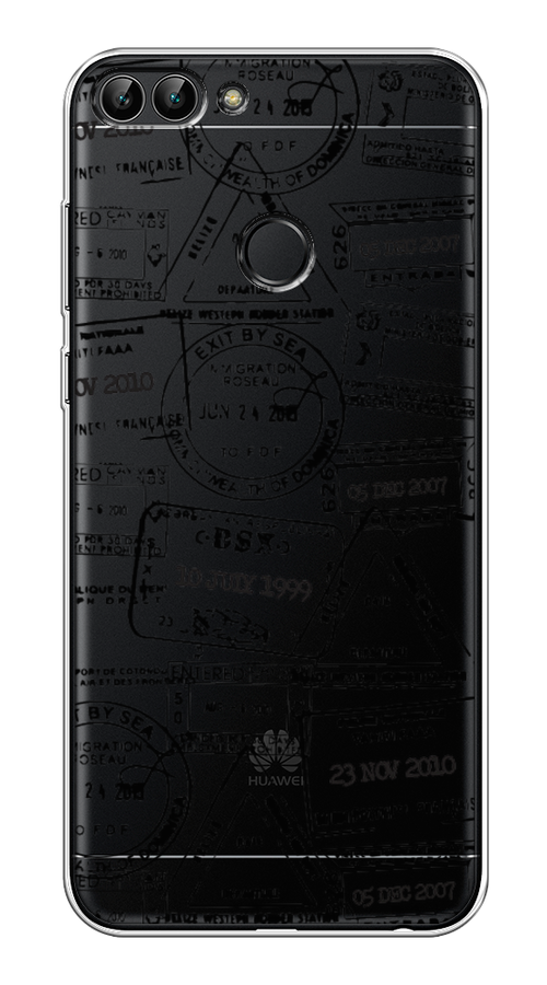 

Чехол на Huawei P Smart "Visa stamps 2", Белый;черный;серый, 64050-2