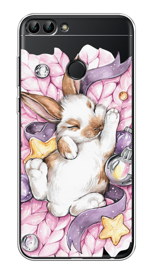 

Чехол на Huawei P Smart "Кролик спит", Розовый;белый, 64050-5