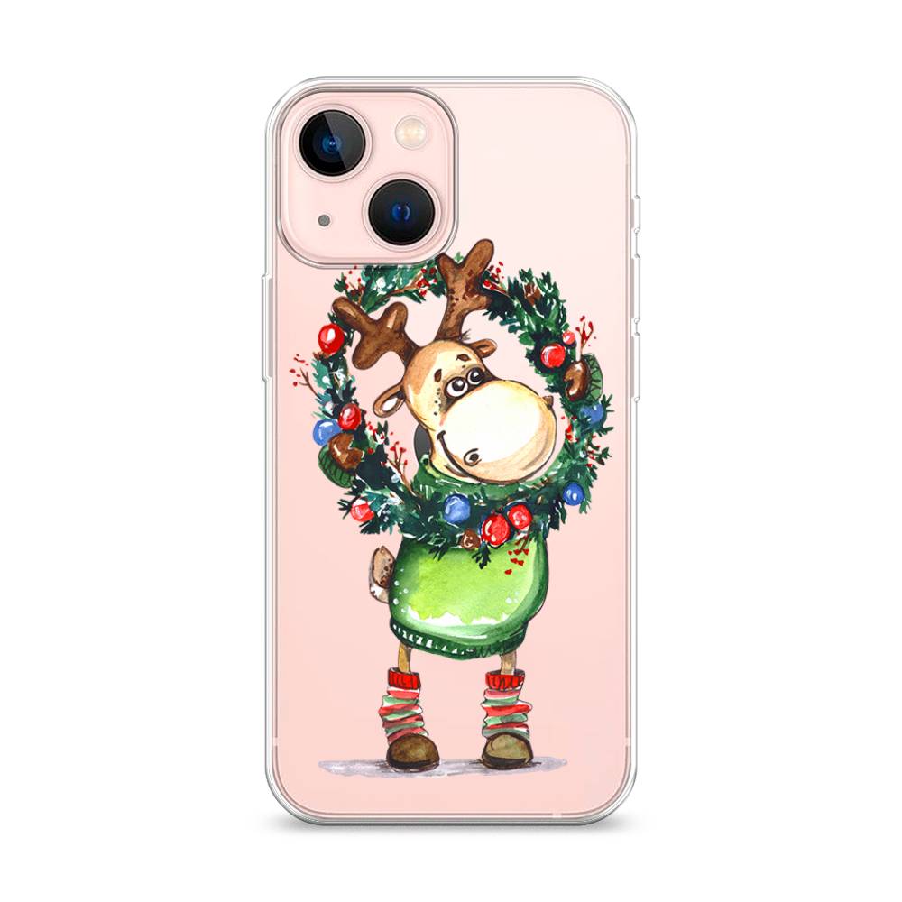 

Чехол для Apple iPhone 13 mini "Олень с новогодним венком", 14150-4
