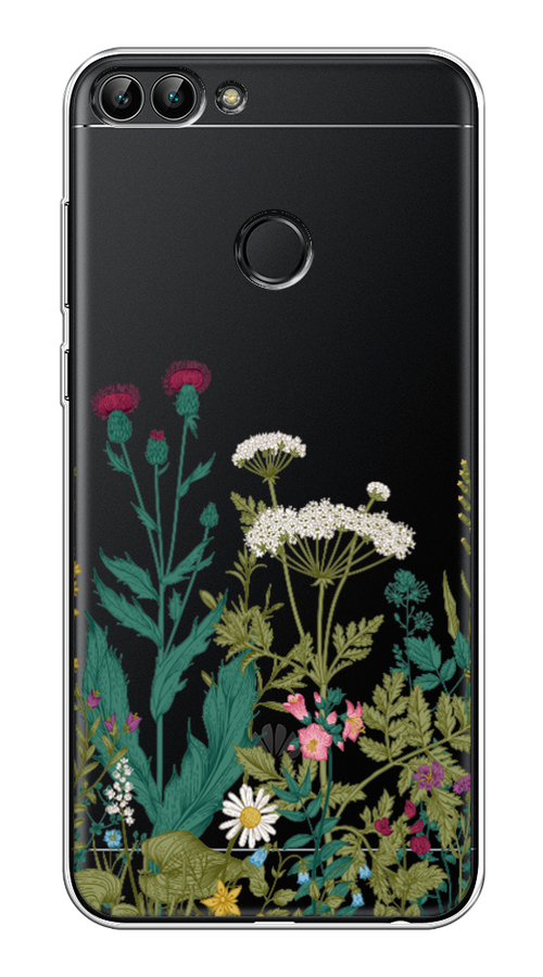 

Чехол на Huawei P Smart "Дикие полевые цветы", Зеленый;розовый;белый, 64050-2