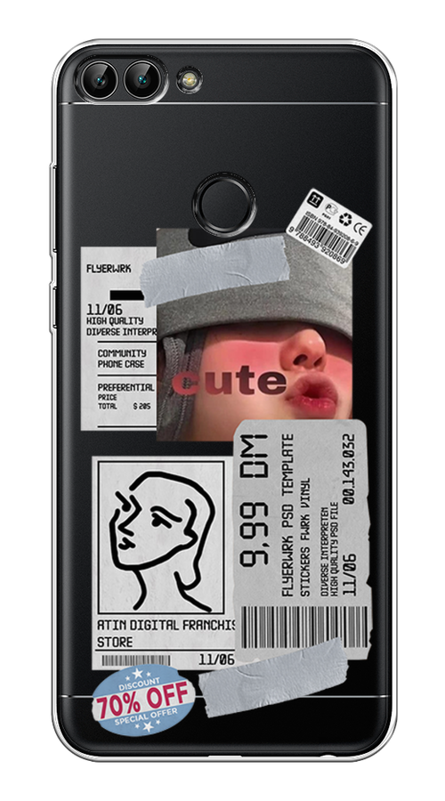 

Чехол на Huawei P Smart "Cute girl collage", Розовый;серый;голубой, 64050-6