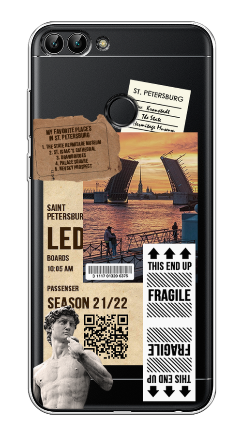 

Чехол на Huawei P Smart "Санкт-Петербург коллаж", Коричневый;бежевый;белый, 64050-6