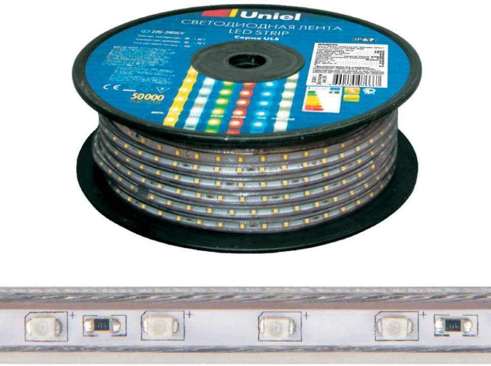 

Uniel лента ULS-2835-60LED/m-10mm-IP67-220V-8W/m-50M-DW бобина
