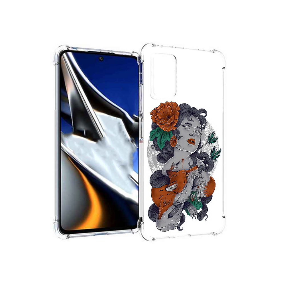

Чехол MyPads Tocco для Xiaomi Poco X4 Pro 5G темная девушка с лисой, Прозрачный, Tocco