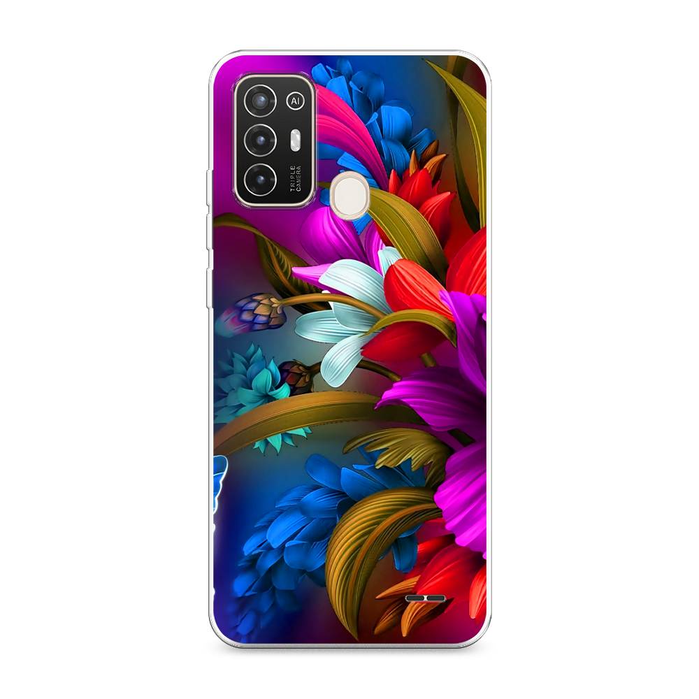

Чехол на ZTE Blade A52 "Фантастические цветы", Фиолетовый;красный;синий, 136250-2