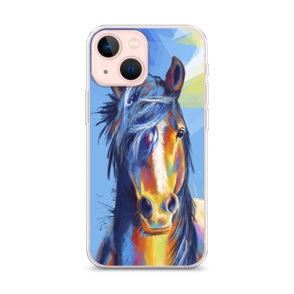

Чехол для Apple iPhone 13 mini "Лошадь арт 3", Голубой;желтый;синий, 14150-1