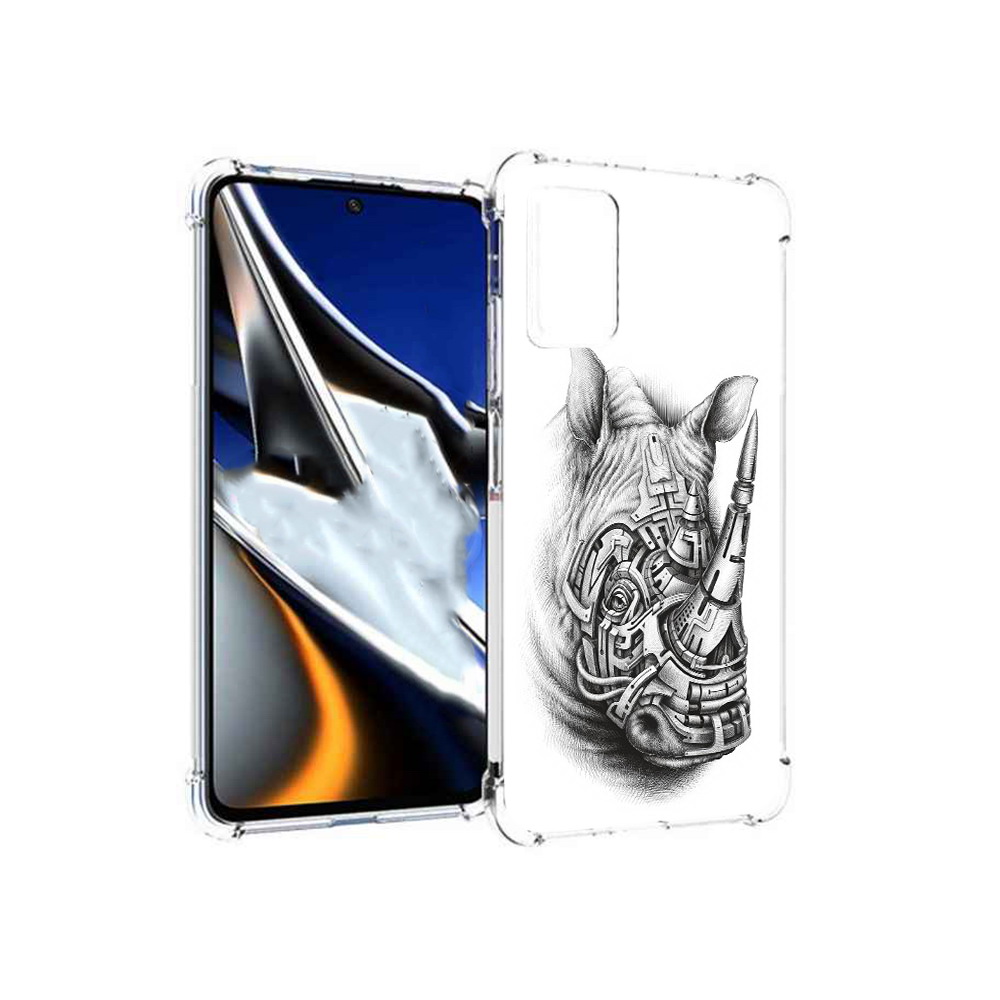 

Чехол MyPads Tocco для Xiaomi Poco X4 Pro 5G стальной носорог, Прозрачный, Tocco