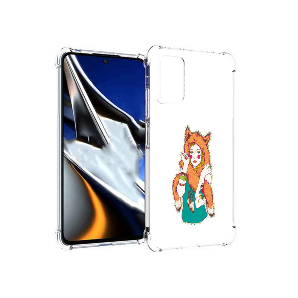 

Чехол MyPads Tocco для Xiaomi Poco X4 Pro 5G Девушка лиса, Прозрачный, Tocco