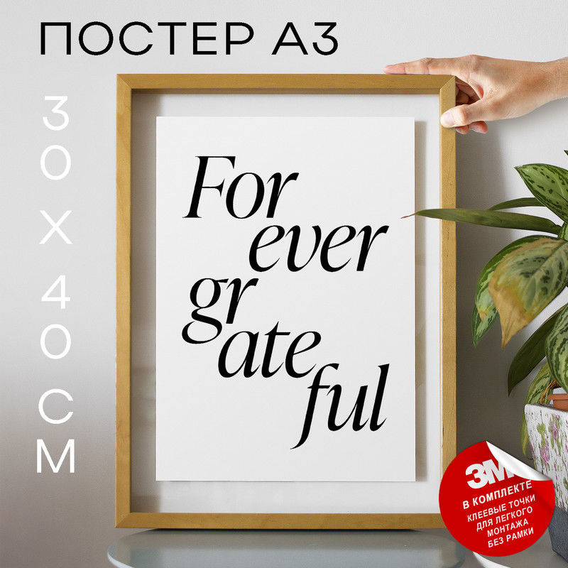 

Постер с надписью Forever Grateful А3 DSP188794 30х40, рамка А3, DSP188794