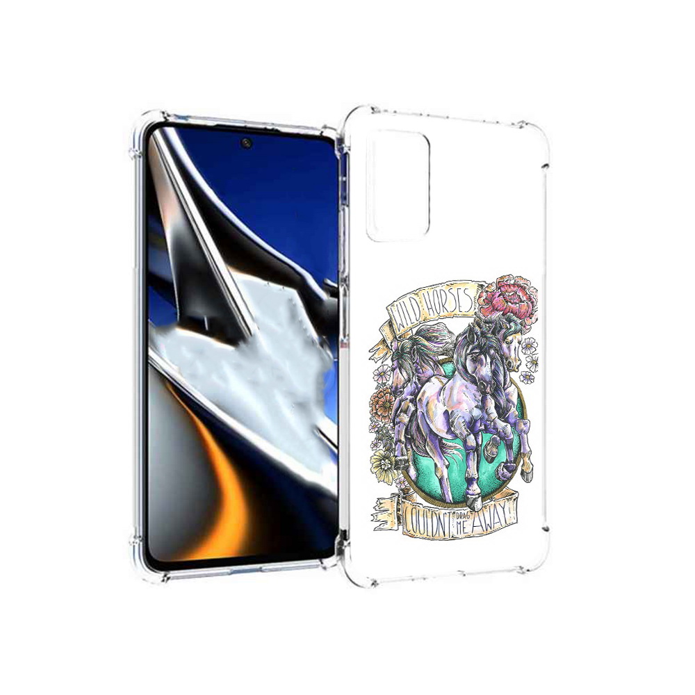 

Чехол MyPads Tocco для Xiaomi Poco X4 Pro 5G рисунок коней в цветах, Прозрачный, Tocco