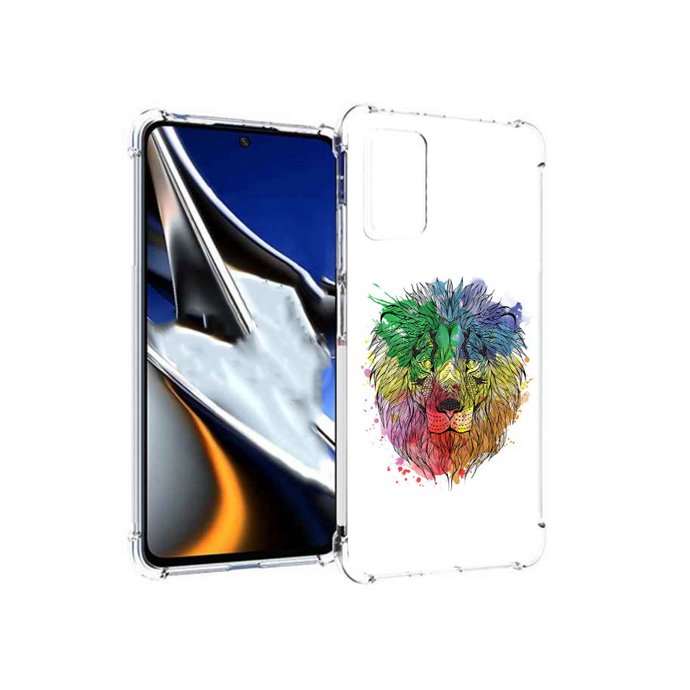 

Чехол MyPads Tocco для Xiaomi Poco X4 Pro 5G разноцветный гордый лев, Прозрачный, Tocco