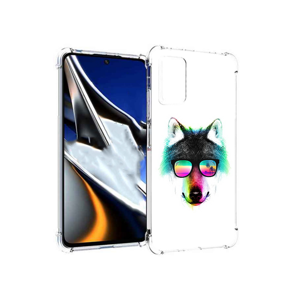 

Чехол MyPads Tocco для Xiaomi Poco X4 Pro 5G радужный волк, Прозрачный, Tocco