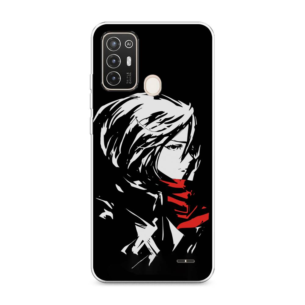 

Чехол на ZTE Blade A52 "Микаса минимализм", Черный;серый;красный, 136250-4