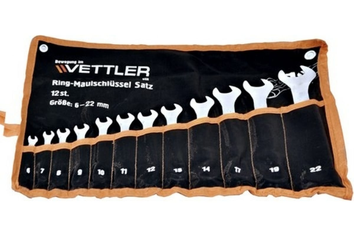 

VETTLER Набор ключей комбинированных (12пр) 6-22мм сумка VETTLER