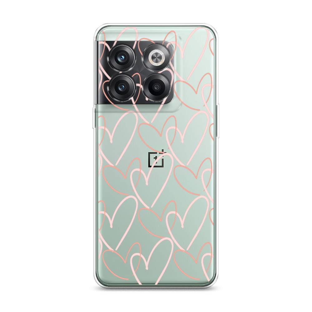 

Чехол на OnePlus Ace Pro "Узор из сердечек", Розовый;бежевый, 153350-6