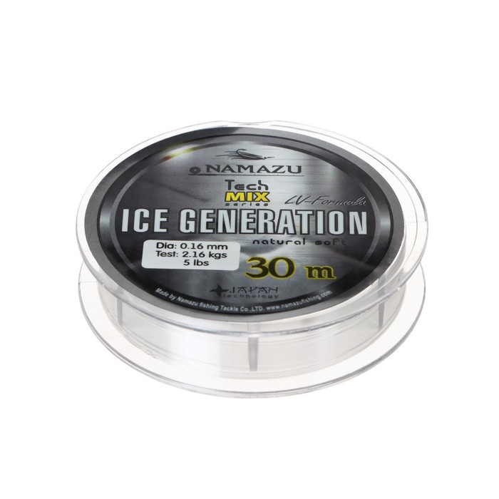 Леска Namazu Ice Generation, L-30 м, d-0.16 мм, test-2.16 кг, прозрачная