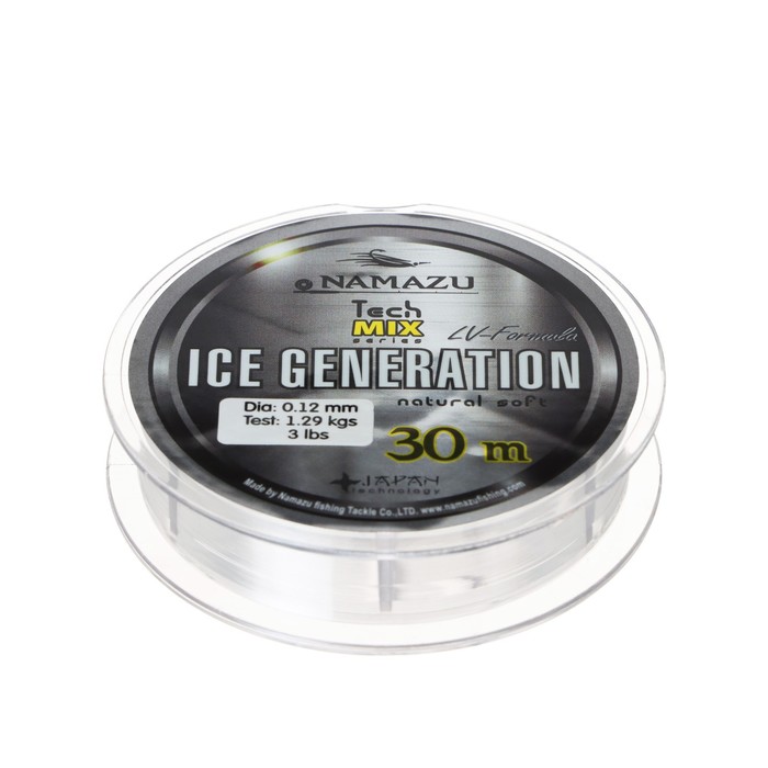 Леска Namazu Ice Generation, L-30 м, d-0.12 мм, test-1.29 кг, прозрачная