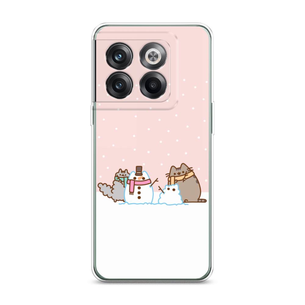 

Чехол на OnePlus Ace Pro "Котики в снегу", Розовый;белый;серый, 153350-5
