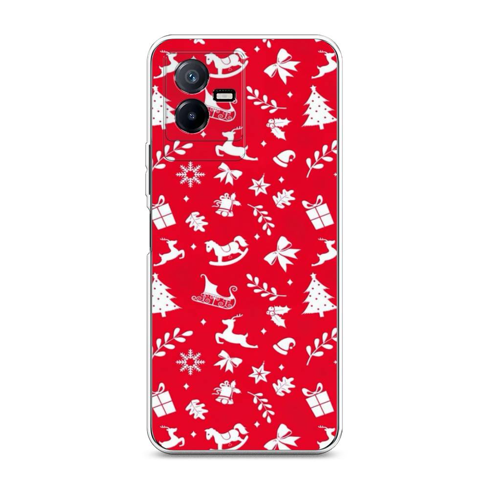 

Чехол для Vivo Y73t "Красный новогодний фон", Красный;белый, 268050-5