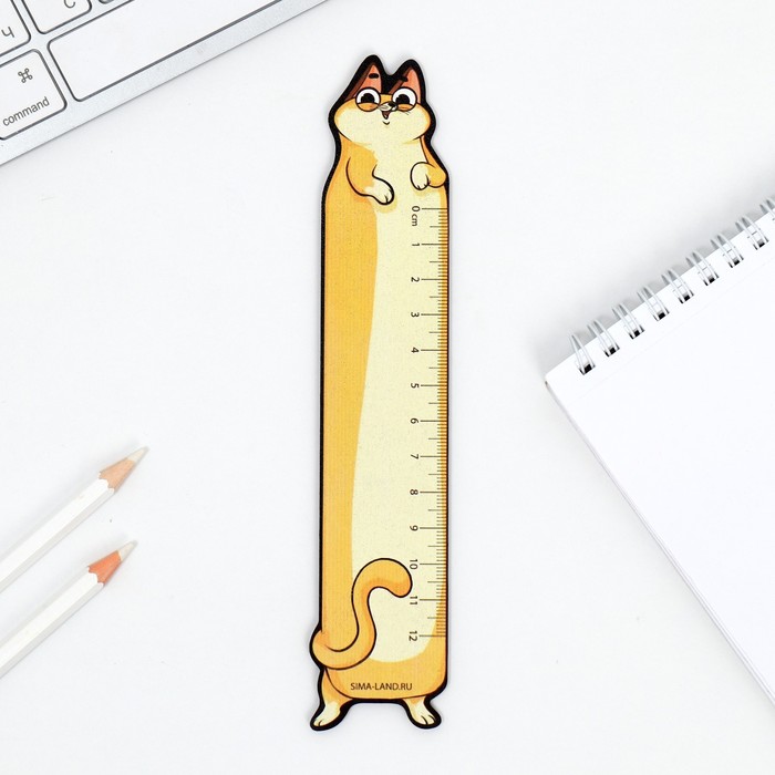 

Линейка деревянная 15 см, фигурная "Кот", (5шт.), Бежевый