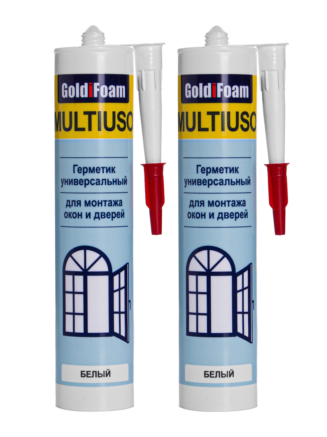 Герметик GoldiFoam MULTIUSO универсальный силиконизированный белый 310 гр., 2 шт.