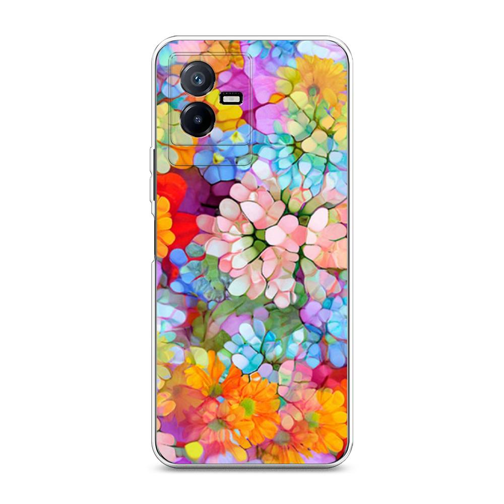 

Чехол на Vivo Y73t "Цветы витраж", Оранжевый;розовый;голубой, 268050-3