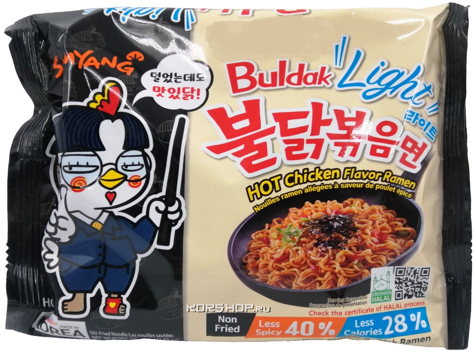 

Лапша Samyang Hot Chicken Ramen Light СамЯнг Лайт средне-острая вкус курицы Корея 110г, Лапша быстрого приготовления