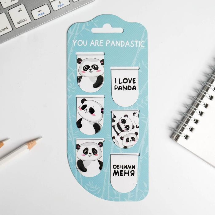 

Закладки магнитные на подложке You are pandastiс, 6 шт, (2шт.), Белый