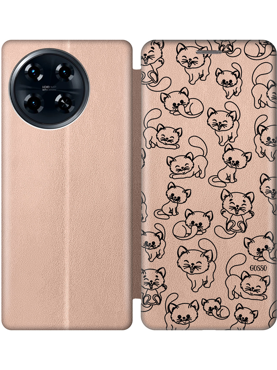 

Чехол-книжка на Tecno Spark 20 Pro+ с принтом "Милые котята" золотой, Золотистый;прозрачный;черный, 783985072