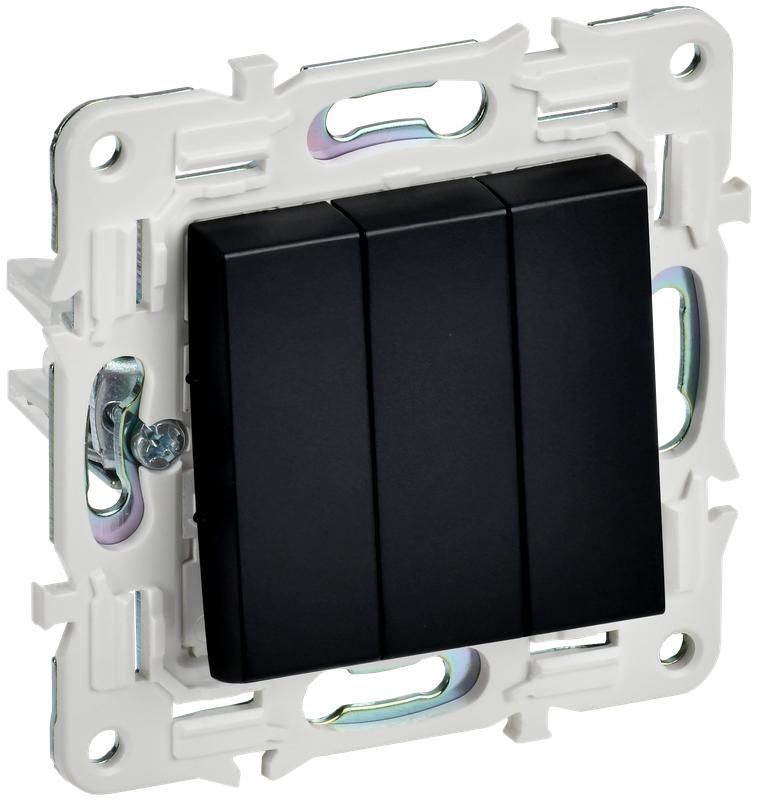 

Выключатель 3-кл. SKANDY 10А SK-V11Bl черн. IEK SK-V30-0-10-K02, Черный