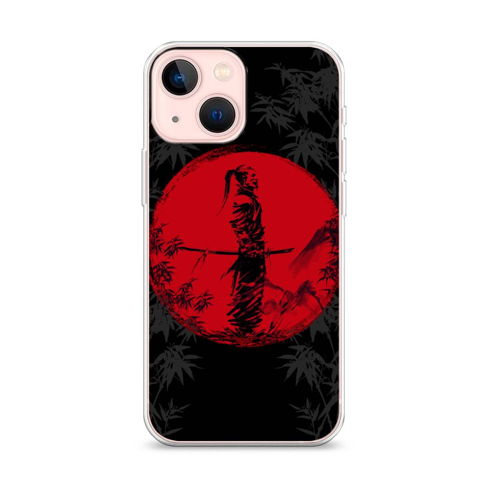 Чехол для Apple iPhone 13 mini Самурай на красном фоне