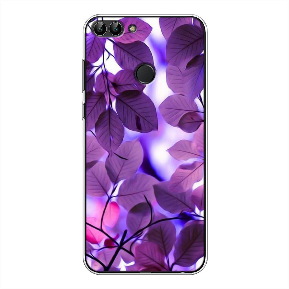 

Чехол на Huawei P Smart "Сиреневые листики", Фиолетовый;голубой, 64050-2