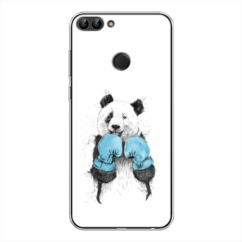 

Чехол на Huawei P Smart "Панда боксер", Голубой;белый;серый, 64050-1