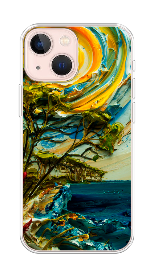 

Чехол на Apple iPhone 13 mini "Солнце живопись", Желтый;синий, 14150-4