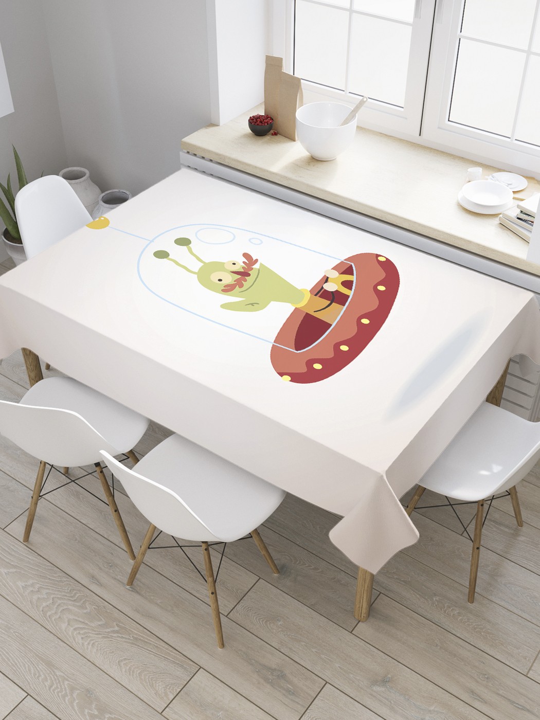 

Скатерть прямоугольная JoyArty "Инопланетянин с усами" из сатена, 180x145 см, Белый, Инопланетянин с усами