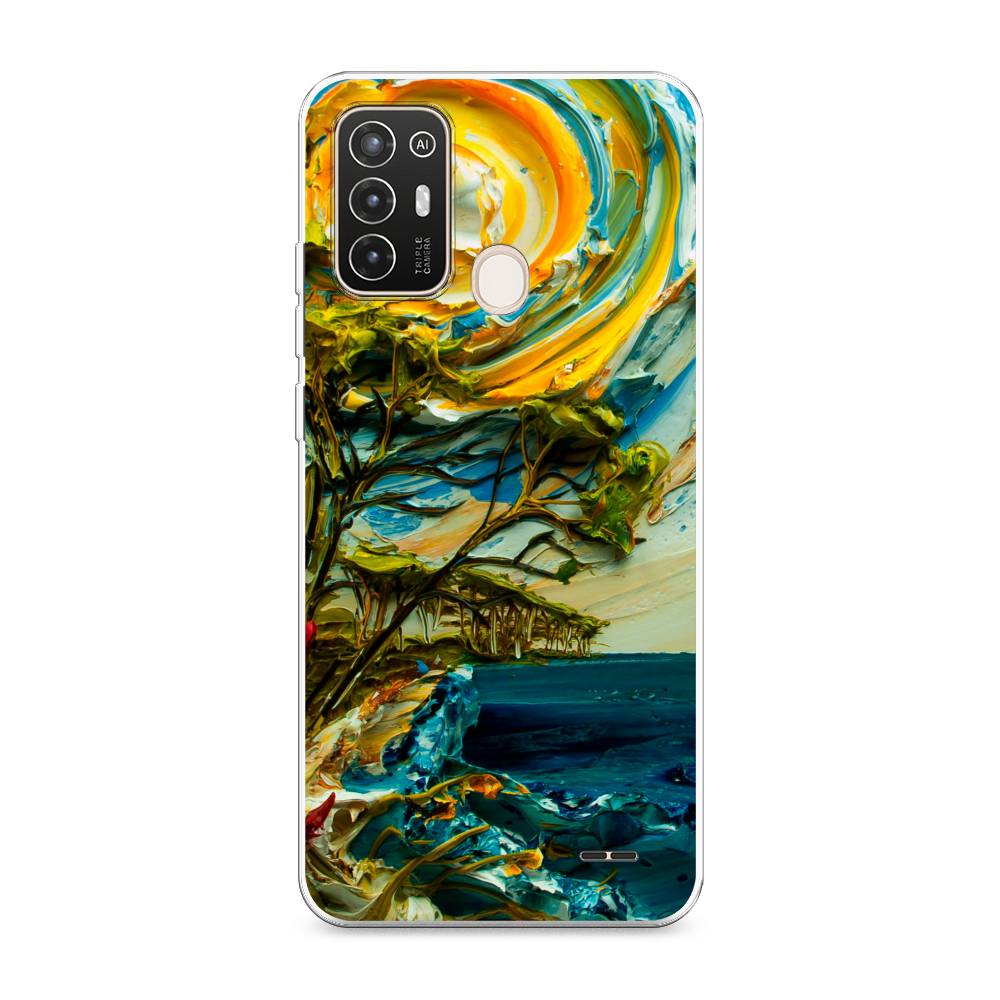 

Чехол на ZTE Blade A52 "Солнце живопись", Желтый;синий, 136250-4