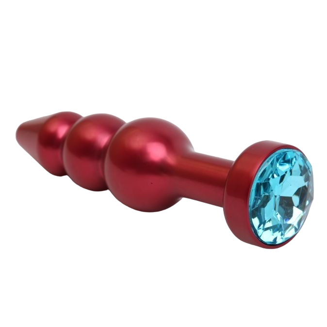 Красная анальная ёлочка с голубым кристаллом 11,2 см