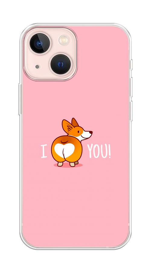 

Чехол на Apple iPhone 13 mini "Корги I love you", Розовый;коричневый;белый, 14150-1