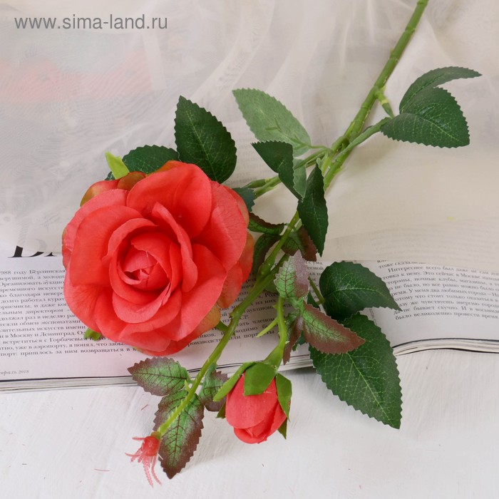 

Цветы искусственные Роза душистая 9*50 см, красный
