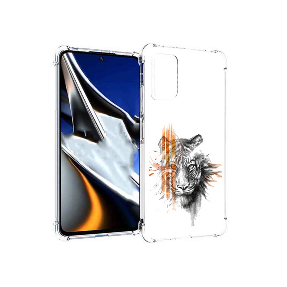

Чехол MyPads Tocco для Xiaomi Poco X4 Pro 5G огненный тигр, Прозрачный, Tocco
