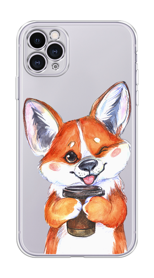 

Чехол на Apple iPhone 11 Pro "Корги с кофе", Оранжевый;белый, 12350-4