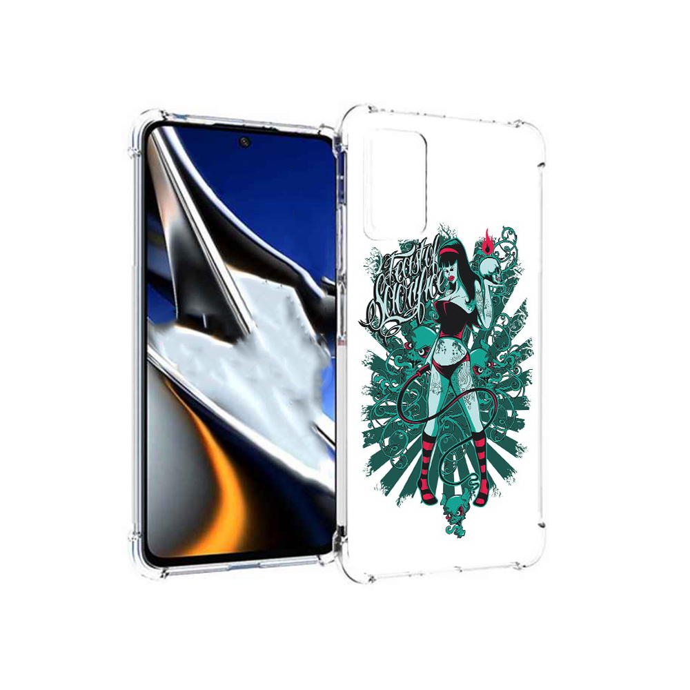 

Чехол MyPads Tocco для Xiaomi Poco X4 Pro 5G нарисованная девушка в татуировках, Прозрачный, Tocco