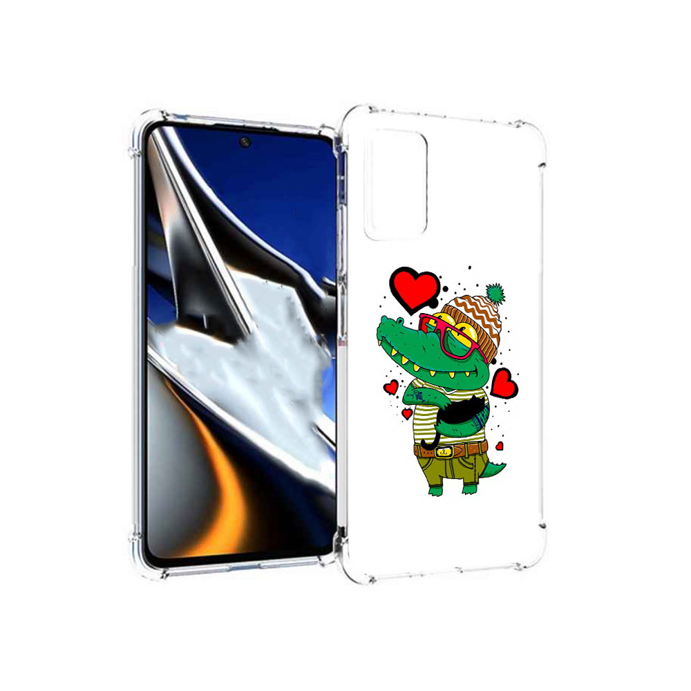 

Чехол MyPads Tocco для Xiaomi Poco X4 Pro 5G Влюбленный крокодил, Прозрачный, Tocco