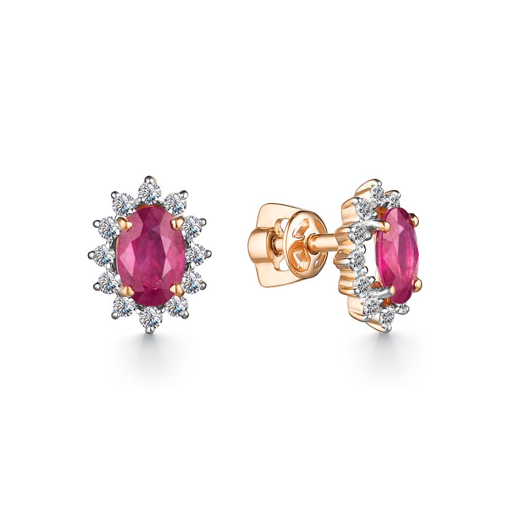 

Серьги-пусеты из красного золота с бриллиантом АЛЬКОР 24585-103, 24585-103