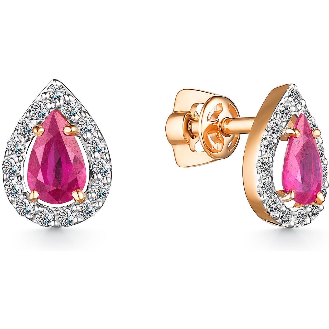 

Серьги-пусеты из красного золота с бриллиантом АЛЬКОР 24586-103, 24586-103