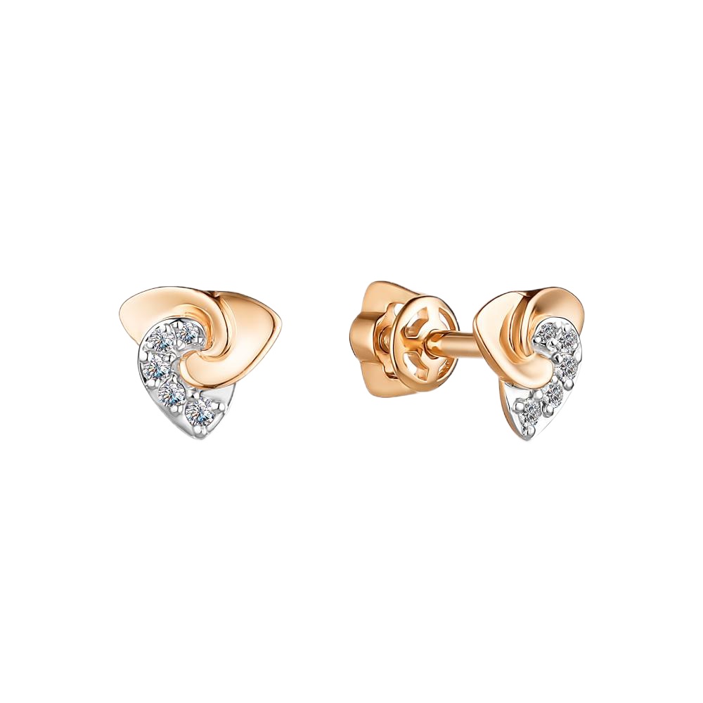 

Серьги-пусеты из красного золота с бриллиантом АЛЬКОР 24469-100, 24469-100
