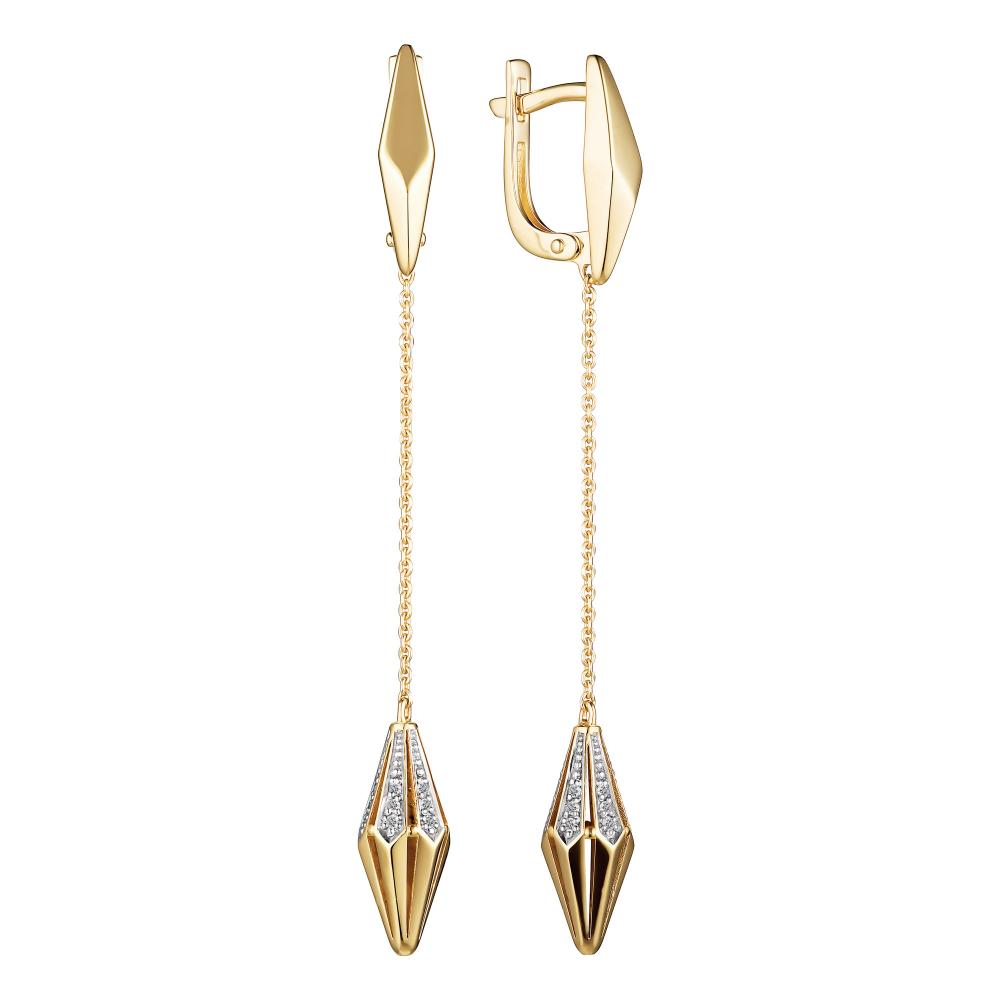 

Серьги из желтого золота с бриллиантом АЛЬКОР 24503-300, 24503-300