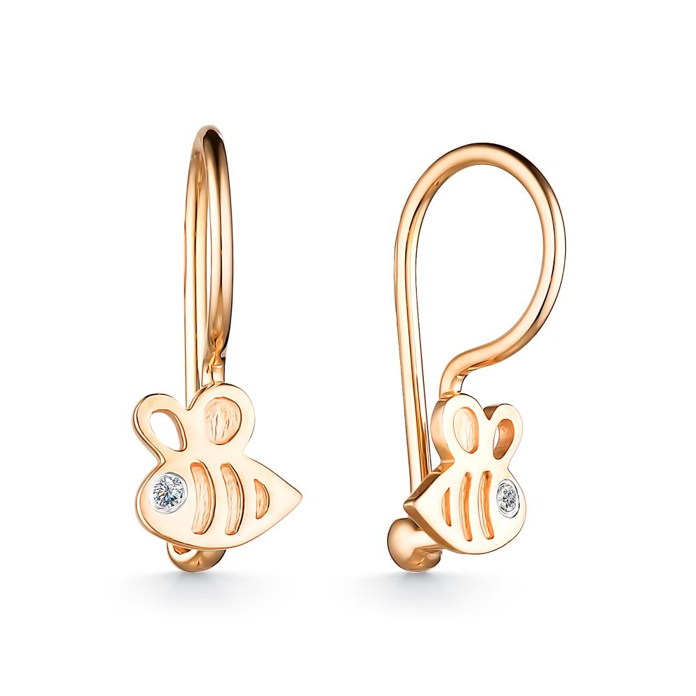 

Серьги из красного золота с бриллиантом АЛЬКОР 24620-100, 24620-100