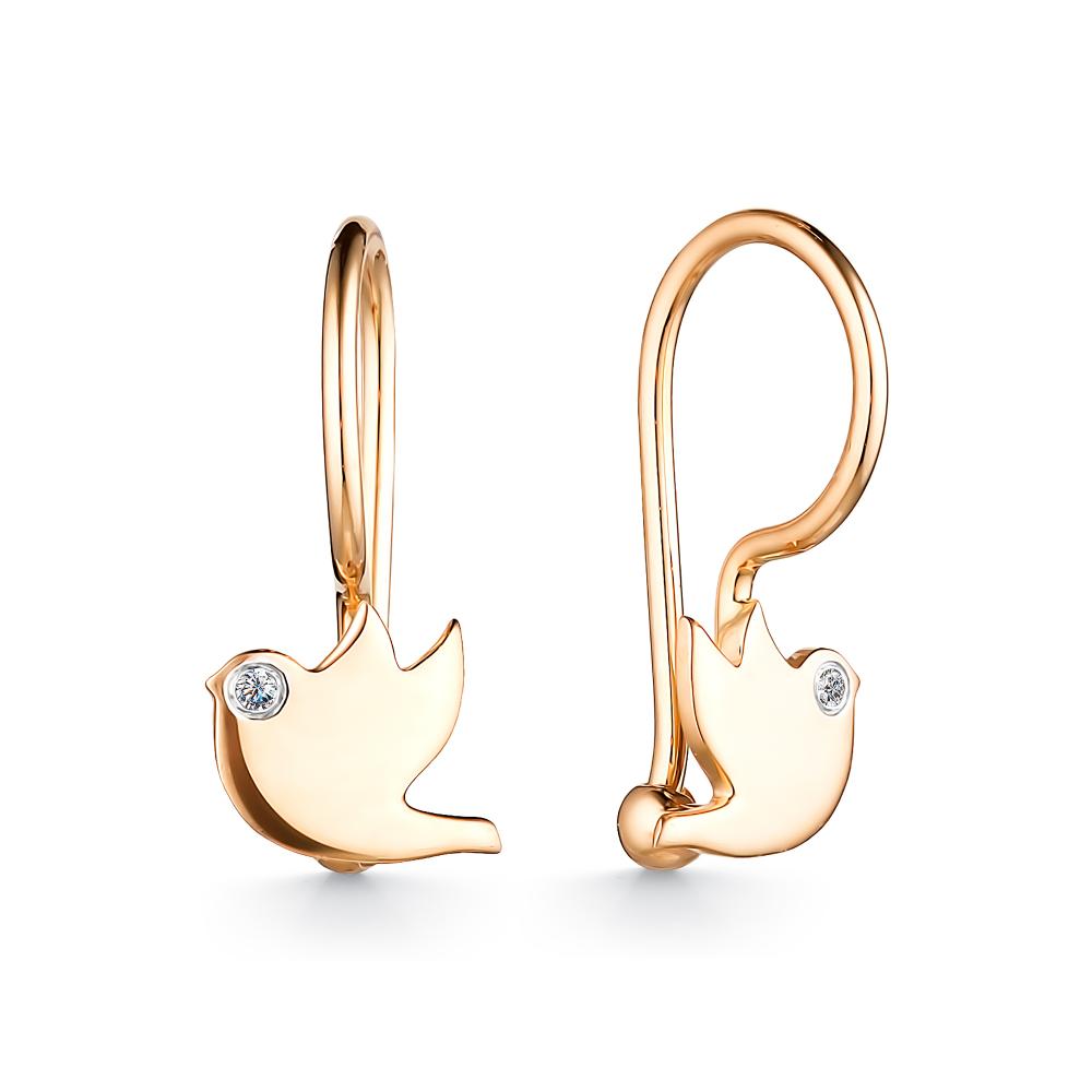 

Серьги из красного золота с бриллиантом АЛЬКОР 24626-100, 24626-100